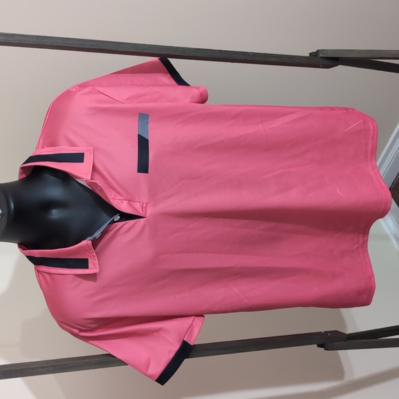 Pink Athletic Polo With Black Detailing Polyester Cotton Blend - Picture 1 of 11